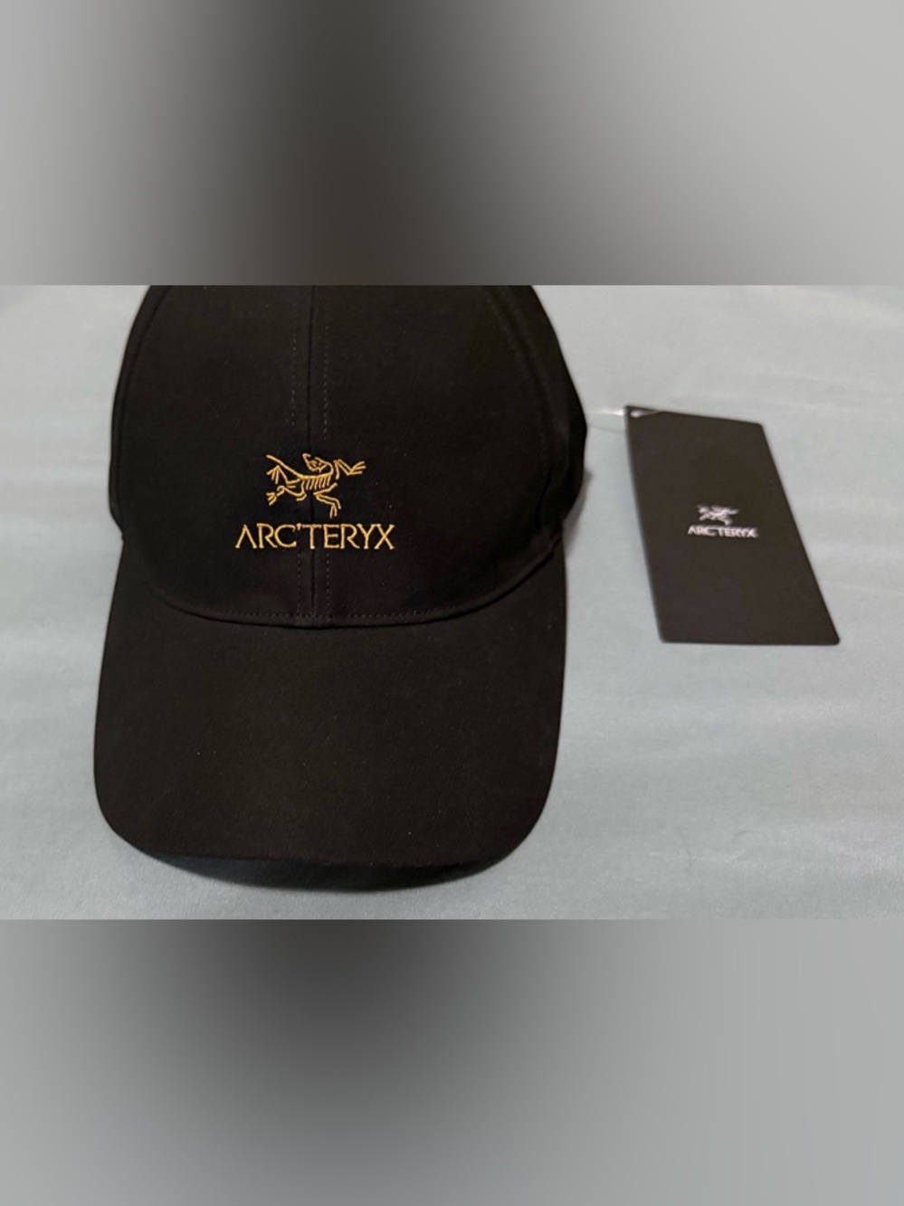 Arcteryx Bird Word Hat CAP Black 24k Gold Adjustable Strap S/M Hat